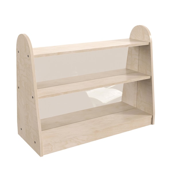 Flash Furniture Bright Beginnings Commercial 3-Shelf, 2-Sided Wooden Classroom Storage Unit w/Clear Divider, Natural - MK-KE19233-GG