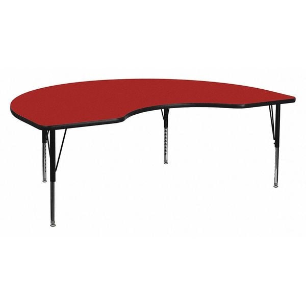 Flash Furniture Kidney Table, Kidney Shp, Red, 48x72", 48" W, 72" L, 25.125" H, Laminate, Red - XU-A4872-KIDNY-RED-T-P-GG