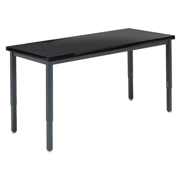 Diversified Spaces Rectangle Adjustable Table, 60" W, 62" L, 23.5" to 37.5" H, ChemGuard Laminate Top, Black - X8142