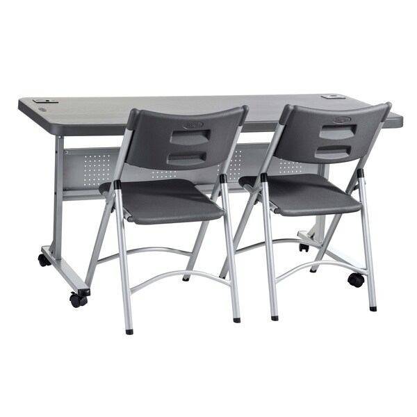 National Public Seating Rectangle Seminar/Training Table, 24" W, 72" L, 29.5" H, Lightweight HDPE Blow Molded Plastic Top - BPFT-2472-20