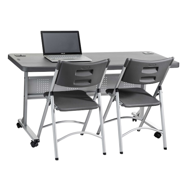 National Public Seating Rectangle Seminar/Training Table, 24" W, 72" L, 29.5" H, Lightweight HDPE Blow Molded Plastic Top - BPFT-2472-20