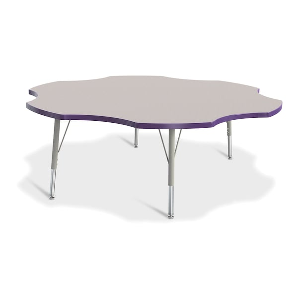 Jonti-Craft Berries Six Leaf Activity Table, 60 in., E-height, Freckled Gray/Purple/Gray - 6458JCE004