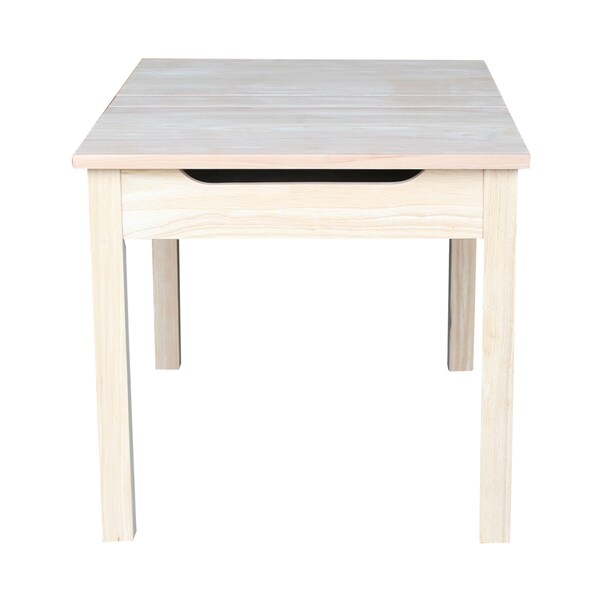 International Concepts Rectangle Table with Lift Up Top For Storage, 33.1 in W, 24 in L, 22.2 in H, Wood, Unfinished - JT-2532L
