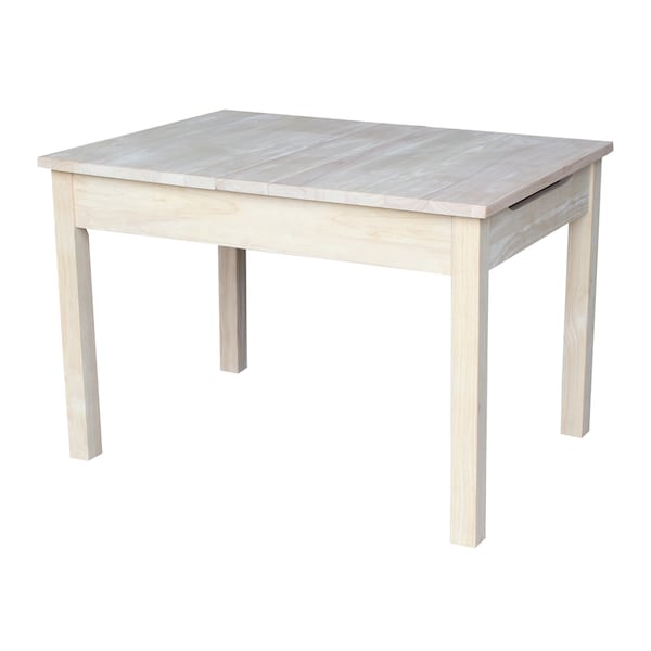 International Concepts Rectangle Table with Lift Up Top For Storage, 33.1 in W, 24 in L, 22.2 in H, Wood, Unfinished - JT-2532L