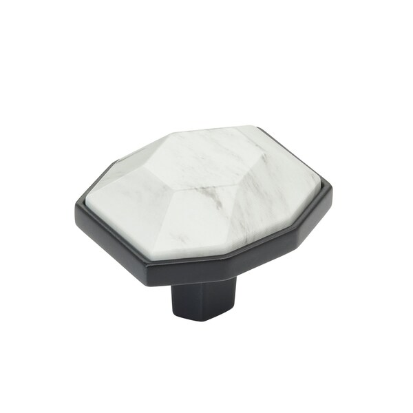 Amerock Carrione 1-5/8 inch 41mm Length Marble White/Black Bronze Cabinet Knob - BP36638MWBBR