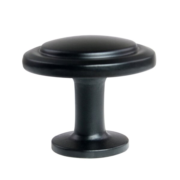 South Main Hardware 1-1/4 in. Flat Black Round Cabinet Knob 10PK - SH3055-FB-10