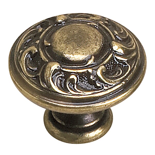 Richelieu 1 3/8 in (35 mm) Burnished Brass Traditional Cabinet Knob - 2440135BB