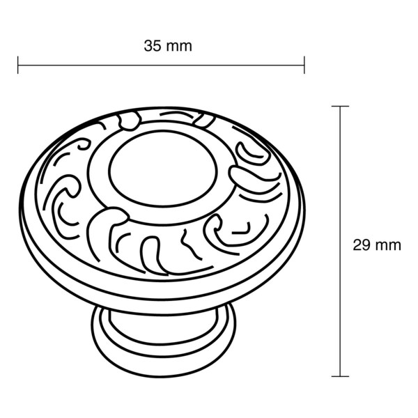 Richelieu 1 3/8 in (35 mm) Burnished Brass Traditional Cabinet Knob - 2440135BB