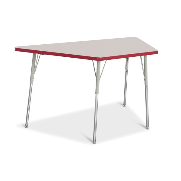 Jonti-Craft Berries Trapezoid Activity Tables, 30 in. x 60 in., A-height, Freckled Gray/Red/Gray - 6443JCA008