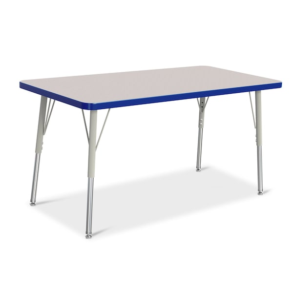 Jonti-Craft Berries Rectangle Activity Table, 24 in. x 48 in., A-height, Freckled Gray/Blue/Gray - 6403JCA003