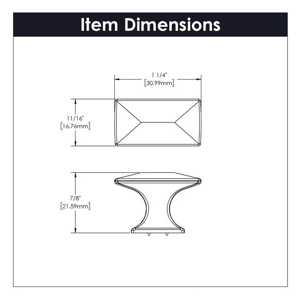 Hickory Hardware Bungalow Collection Knob 1-1/4 Inch x 11/16 Inch  Matte Black Finish - P2150-MB
