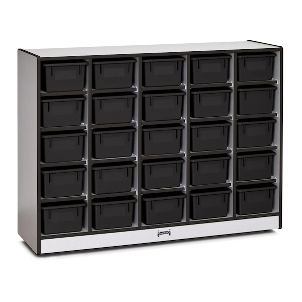 Jonti-Craft Rainbow Accents 25 Cubbie-Tray Mobile Storage, with Trays, Black - 0426JCWW180