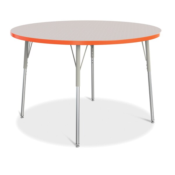 Jonti-Craft Berries Round Activity Table, 48 in. Diameter, A-height, Freckled Gray/Orange/Gray - 6433JCA114