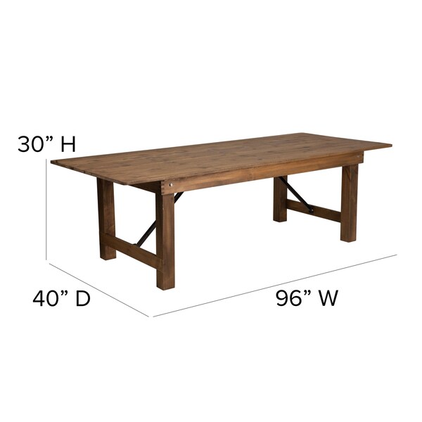 Flash Furniture Rectangle Antique Farm Table, 40" W, 96" L, 30" H, Wood Top, Wood Grain - XA-FARM-11-GG