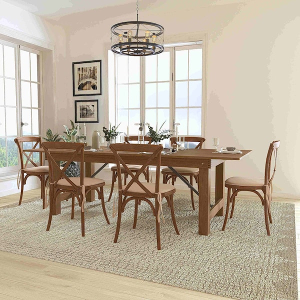 Flash Furniture Rectangle Antique Farm Table, 40" W, 96" L, 30" H, Wood Top, Wood Grain - XA-FARM-11-GG