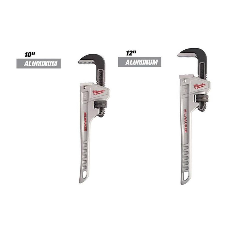 Llave de tubo de aluminio Milwaukee de 10 pulgadas y 12 pulgadas (paquete de 2) - 48-22-7210-48-22-7212