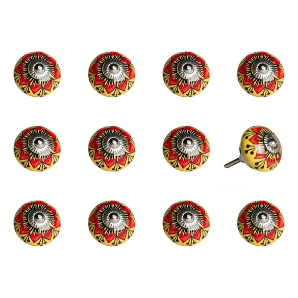 Homeroots Ceramic & Metal Multi Color Knob - 1.5 x 1.5 x 1.5 in., 12PK - 358129
