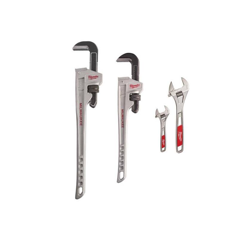 Llave de tubo de aluminio de 24 pulgadas Milwaukee, llave de tubo de aluminio de 18 pulgadas, juego de llaves ajustables de 6 pulgadas y 10 pulgadas - 48-22-7218-48-22-7224-48-22-7400