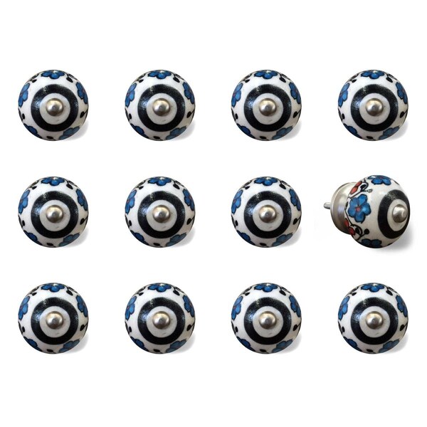 Homeroots K3550 Knob It - White Black & Navy - Pack of 12, 12PK - 321689