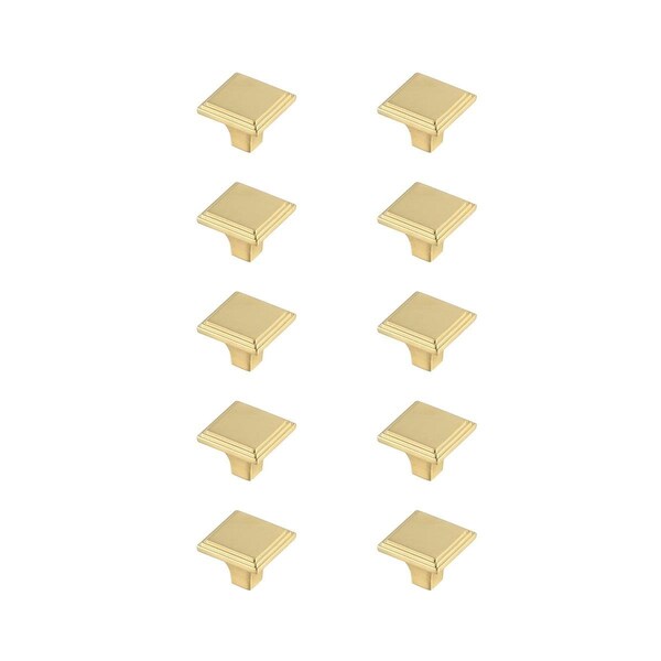 Elegant Decor 1 in. Wilow Multipack Square Knob, Brushed Gold, 10PK - KB2012-GD-10PK