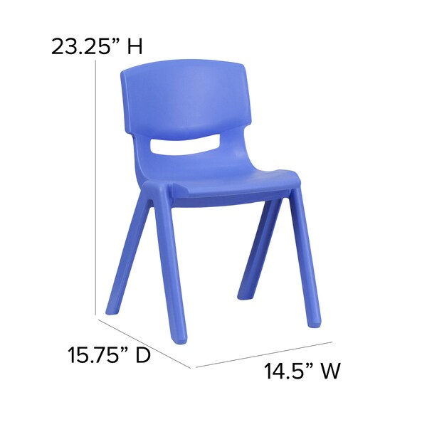 Flash Furniture Blue Plastic Stackable School Chair with 13.25'' Seat Height, PK4 - 4-YU-YCX4-004-BLUE-GG