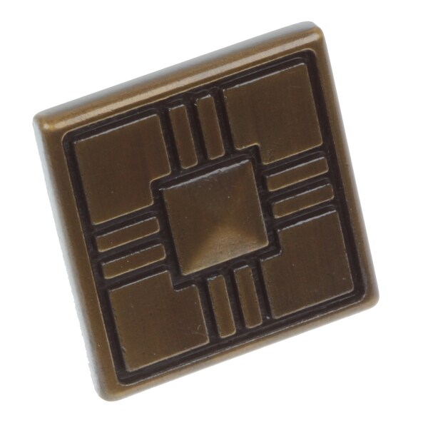 Gliderite Hardware 1-1/4 in. Antique Brass Square Cabinet Knob, 10PK - 82929-AB-10