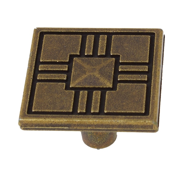 Gliderite Hardware 1-1/4 in. Antique Brass Square Cabinet Knob, 10PK - 82929-AB-10