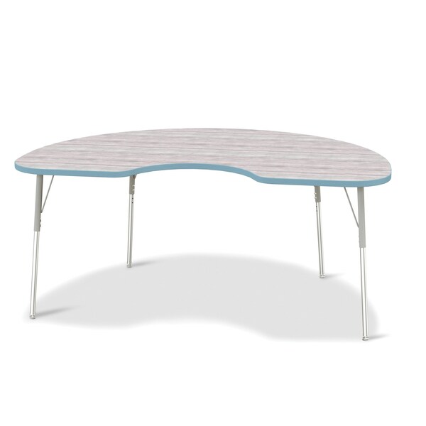 Jonti-Craft Berries Kidney Activity Table, 48 in. x 72 in., A-height, Driftwood Gray/Coastal Blue/Gray - 6423JCA452