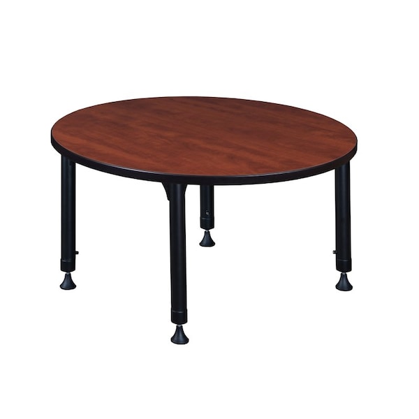 Kee Tables > Height Adjustable > Round Classroom Tables, 42 W, 42 L, 23-34 H, Wood|Metal, Cherry - TB42RNDCHAPBK