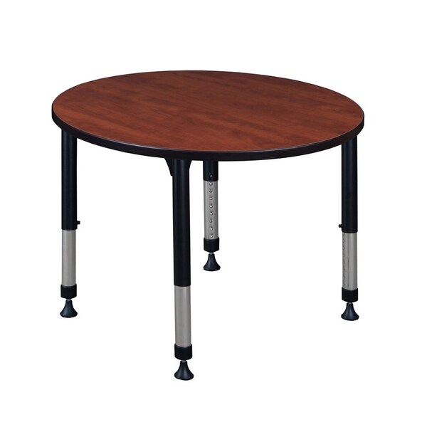 Kee Tables > Height Adjustable > Round Classroom Tables, 42 W, 42 L, 23-34 H, Wood|Metal, Cherry - TB42RNDCHAPBK