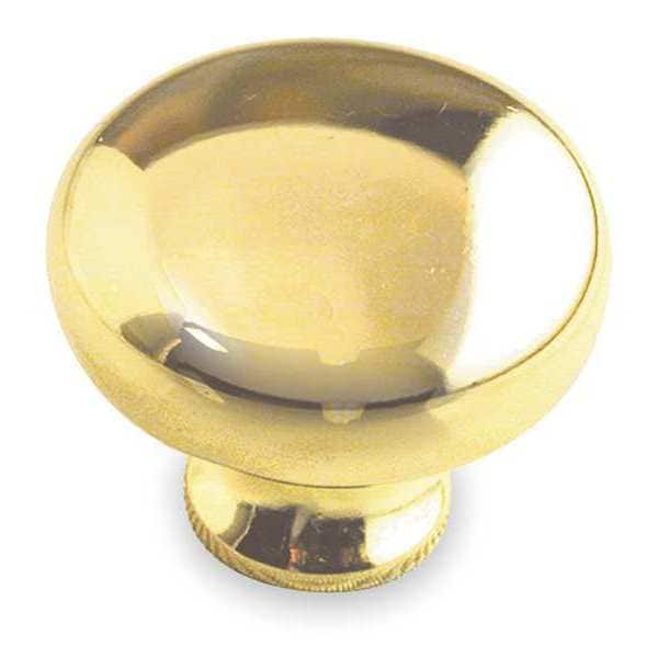 Zoro Select Cabinet Knob, Zinc, Polished Brass, Proj. 1", PK.5 - 1XNR5
