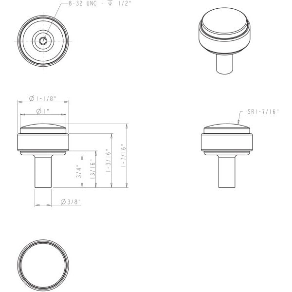Jeffrey Alexander 1-1/8" Diameter Brushed Gold Carmen Cabinet Knob - 775BG