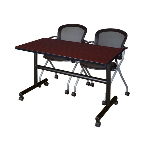 Kobe Rectangle FlipTop Table, 48" W, 29" H, Laminate Top, Mahogany - MKFT4830MH23BK
