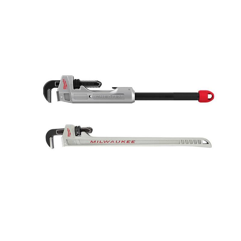 Llave de tubo de aluminio de 10 pulgadas Milwaukee con mango de longitud de potencia con llave de trampa de aluminio (2 piezas) - 48-22-7213-48-22-7318