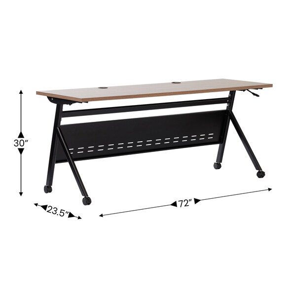 Flash Furniture Davis 72in. x 24in. HD Nesting Table w/Y-Legs, Modesty Panel, 1in. Thick Walnut Tabletop, Blk Frame - MT-M7224-Y-LEG-WLNBLK-GG