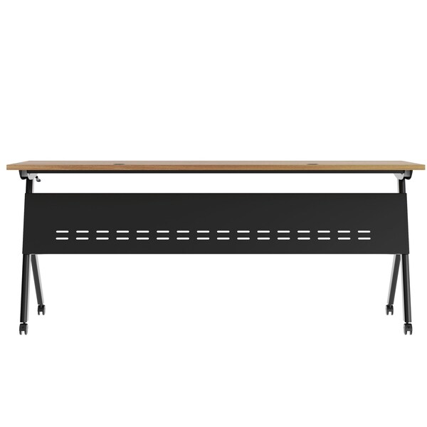 Flash Furniture Davis 72in. x 24in. HD Nesting Table w/Y-Legs, Modesty Panel, 1in. Thick Walnut Tabletop, Blk Frame - MT-M7224-Y-LEG-WLNBLK-GG