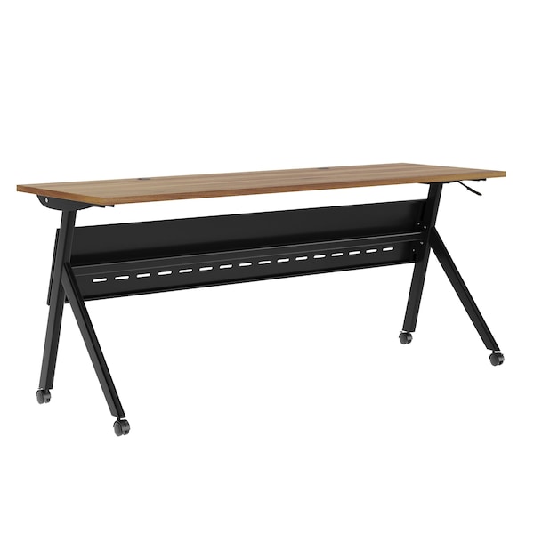 Flash Furniture Davis 72in. x 24in. HD Nesting Table w/Y-Legs, Modesty Panel, 1in. Thick Walnut Tabletop, Blk Frame - MT-M7224-Y-LEG-WLNBLK-GG
