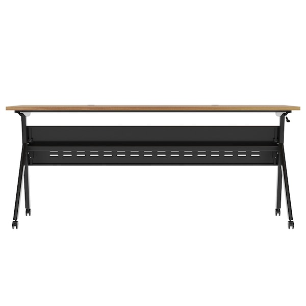 Flash Furniture Davis 72in. x 24in. HD Nesting Table w/Y-Legs, Modesty Panel, 1in. Thick Walnut Tabletop, Blk Frame - MT-M7224-Y-LEG-WLNBLK-GG