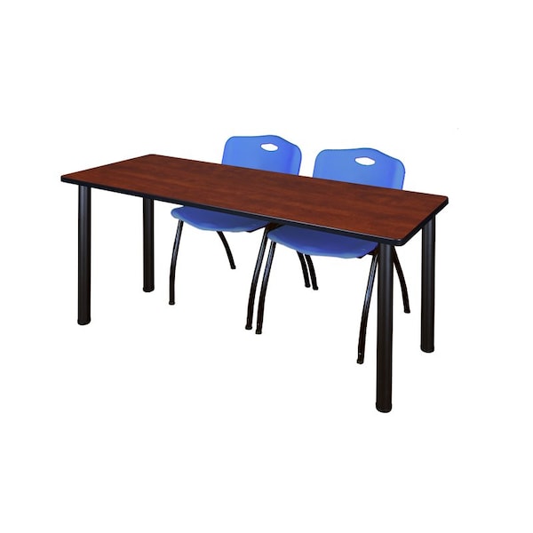 Kee Rectangle Tables > Training Tables > Kee Table & Chair Sets, 72 W, 24 L, 29 H, Cherry - MT7224CHBPBK47BE