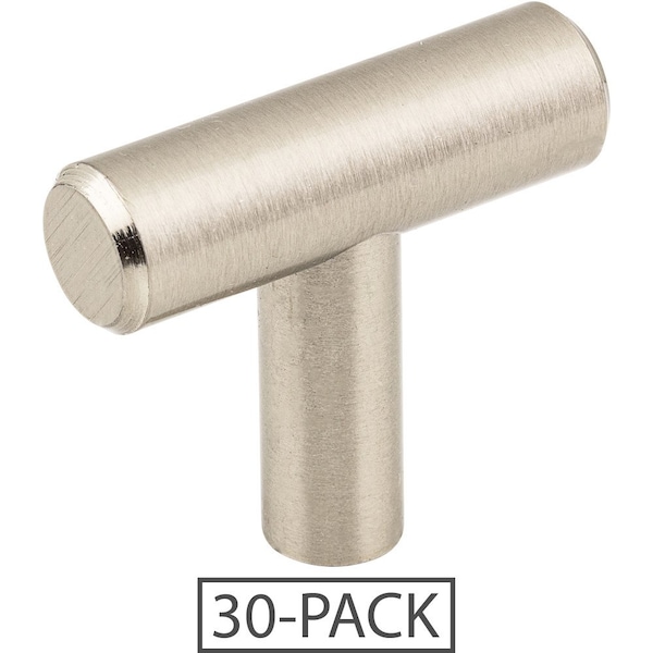 Elements By Hardware Resources 30-Pack of the 1-9/16" Overall Length Satin Nickel Naples Cabinet "T" Knob - 40SN-30