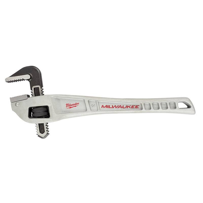 Llave para tubo de aluminio de 10 pulgadas de Milwaukee con mango POWERLENGTH con llave para tubo de aluminio de 14 pulgadas - 48-22-7213-48-22-7184.