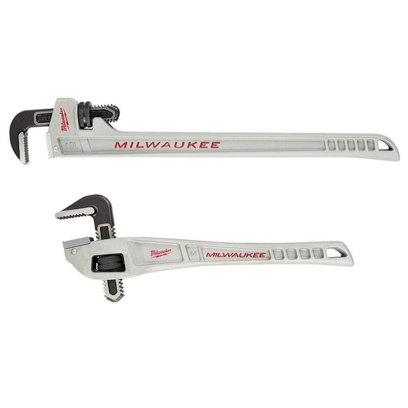 Llave para tubo de aluminio de 10 pulgadas de Milwaukee con mango POWERLENGTH con llave para tubo de aluminio de 14 pulgadas - 48-22-7213-48-22-7184.