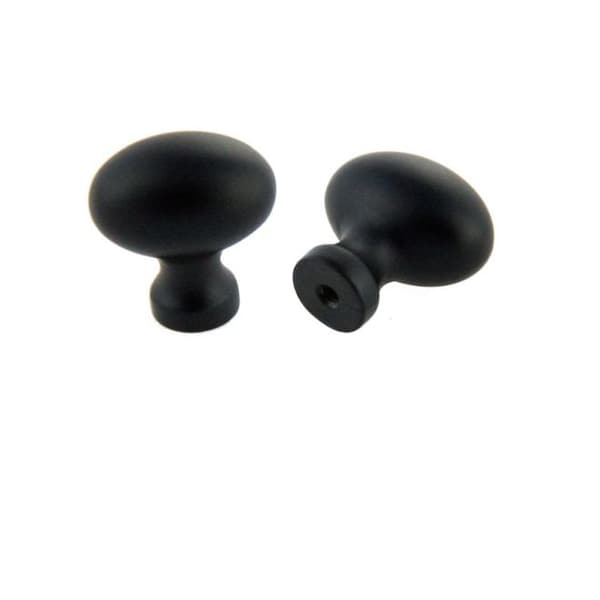Crown 1-1/4" Football Cabinet Knob Matte Black Finish - CHK83990BK