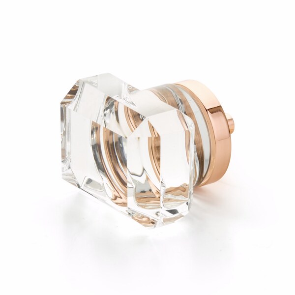 Schaub City Lights Rectangular Glass Knob Polished Rose Gold Finish - 52-PRG