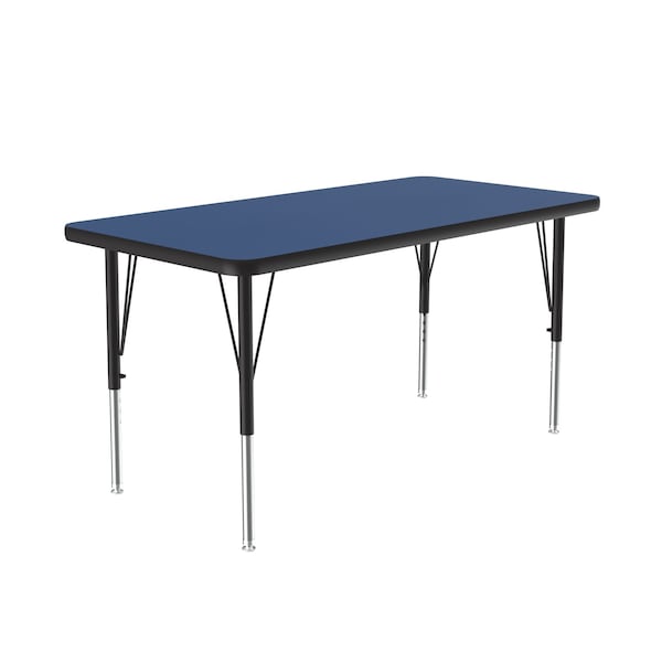 Correll Rectangle Adjustable Height Activity Kids School Table, 24" W, 60" L, 19" to 29" H, Blue - A2460-REC-37