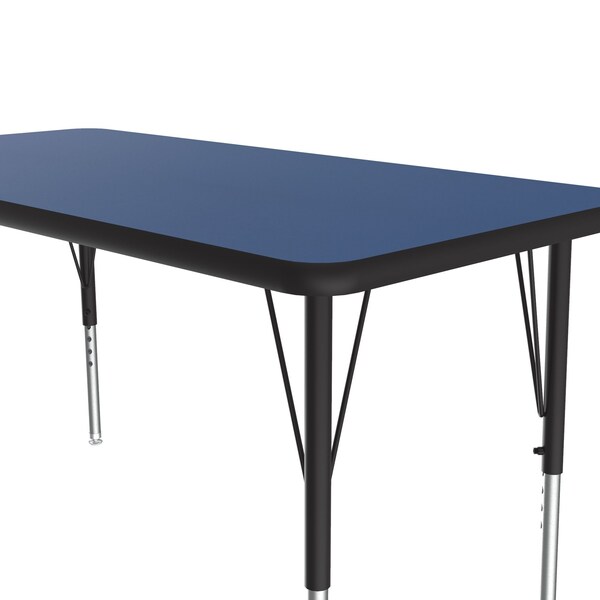 Correll Rectangle Adjustable Height Activity Kids School Table, 24" W, 60" L, 19" to 29" H, Blue - A2460-REC-37
