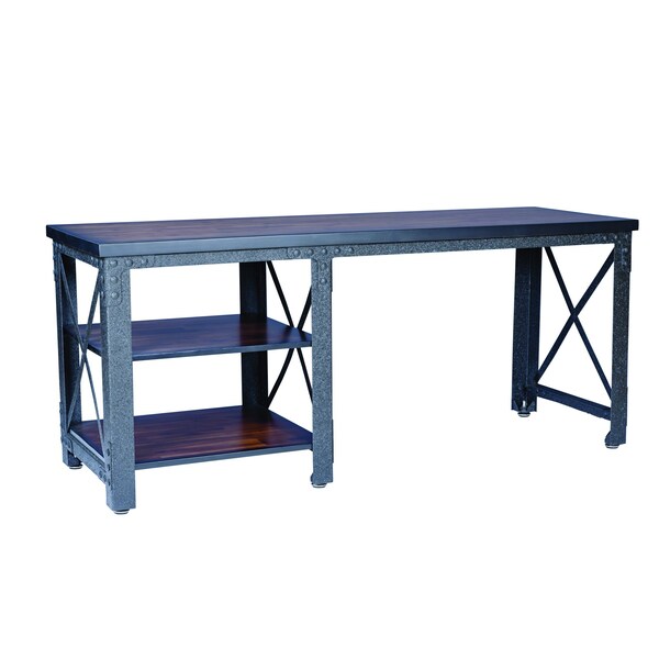 Duramax Weston 72in. Industrial Metal & Wood desk with shelves - 68052
