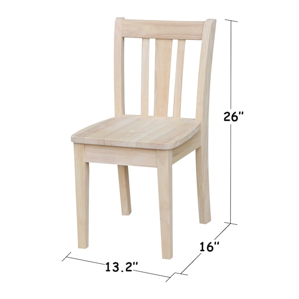 International Concepts Rectangle Set of 2 San Remo Juvenile Chairs, 13.2 in W, 16 in L, 26 in H, Wood, Unfinished - CC-105P