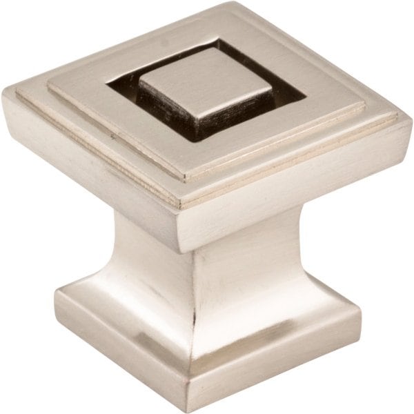 Jeffrey Alexander 1" Overall Length Satin Nickel Square Delmar Cabinet Knob - 585SN