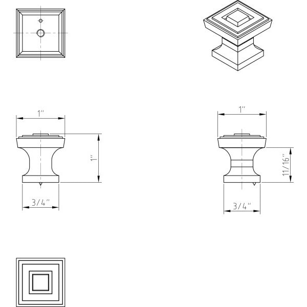 Jeffrey Alexander 1" Overall Length Satin Nickel Square Delmar Cabinet Knob - 585SN
